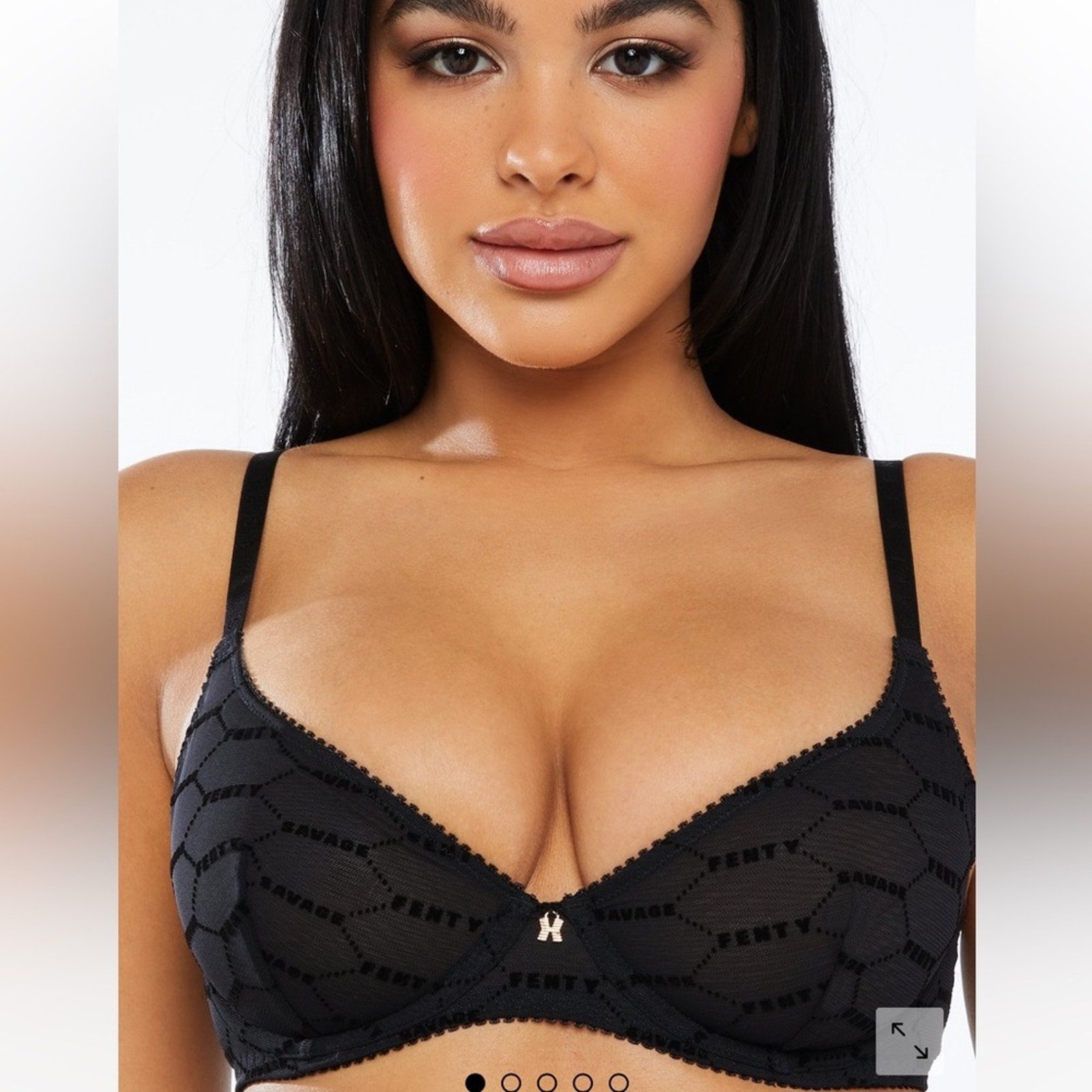 Savage X Fenty Flocked Logo Unlined Demi Bra Black Size 36c Sexy Whimsigoth — image 4 of 8